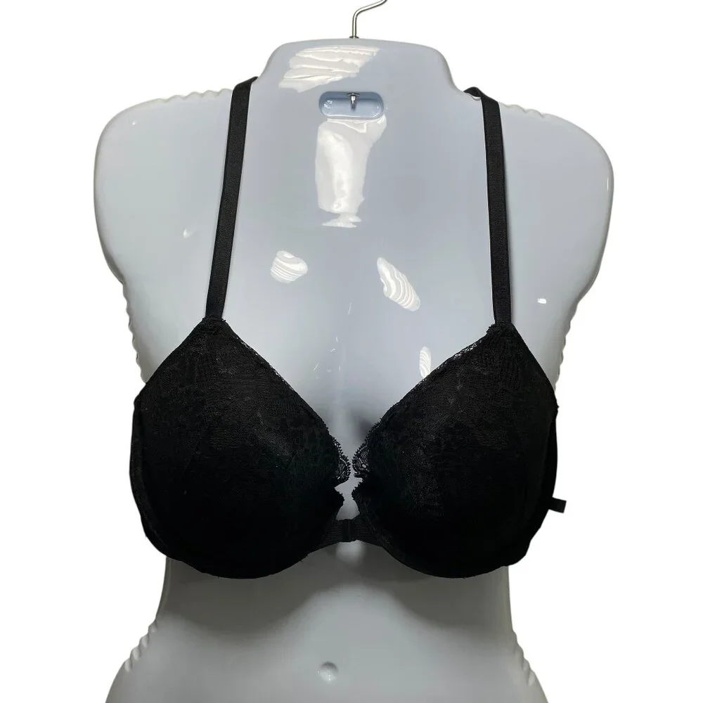 Victoria's Secret black Butterfly Lace Racerback Bra Very Sexy Dream Angels 34DD